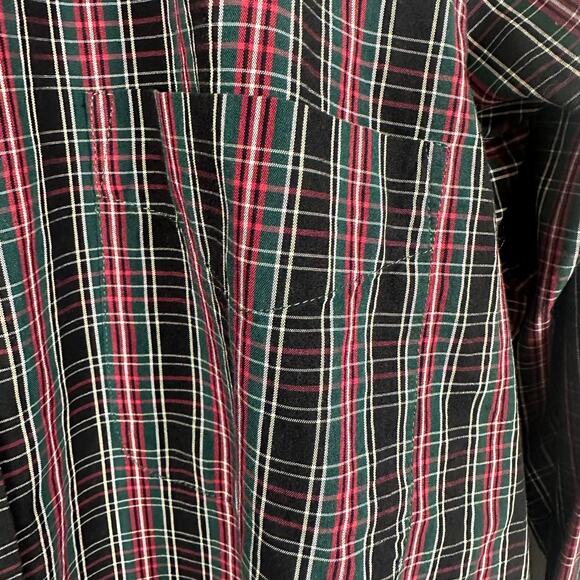 Club Room Mens Performance Regular Fit Long Sleeve Red/Black Plaid Shirt 15.5 - Picture 5 of 8